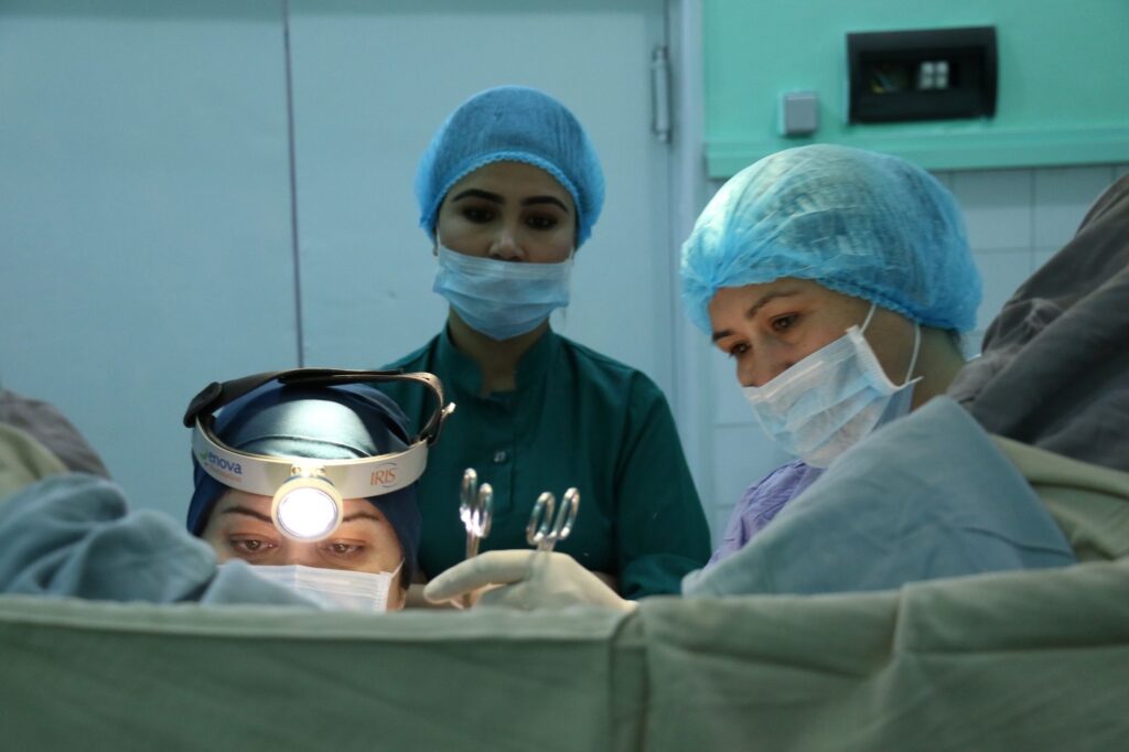 Afghan female fistula surgery team performing surgery at Be Team International's Cure Hospital in Kabul, Afghanistan